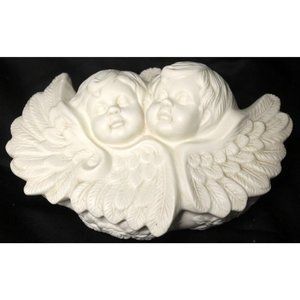 White Porcelain Cherub Angel Trinket Box Jewelry Baby Face Rose Gothic Victorian